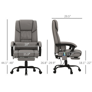 English Elm Vinsetto High Back Massage Office Chair with 6-Point Vibration, 130° Recline, Footrest, Gray Faux Leather W2225P173840