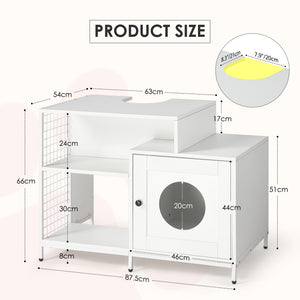 English Elm Cat Litter Box Enclosure Under-Sink Cabinet for Bathroom with Divider, Ventilation & Storage White W1687P251061
