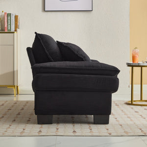 English Elm Corduroy Stylish Sleeper Sofa Loveseat with Dual-Layer Cushions & Two Support Pillows, Sturdy Frame Black W676P184130