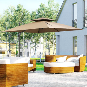 English Elm Outsunny 10Ft Offset Cantilever Patio Umbrella With Crank, 360° Rotation, Easy Tilt & Cover, Coffee W2225P217596-GIGA