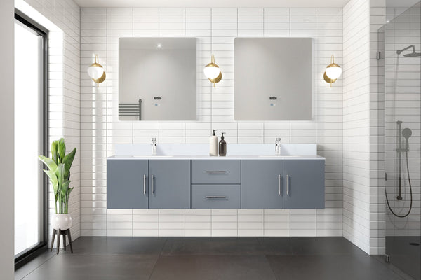 English Elm Dark Grey 80 in Double Bath Vanity with Cultured Marble Top, Soft-Close Storage & Chrome Faucet Set B2731P258725