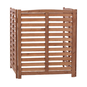 English Elm 3-panel Slatted Wood Outdoor Privacy Screen for Ac Units Trash Enclosures Gardens Brown W2640P272036