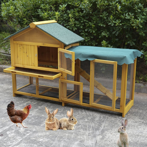 English Elm 45 Inch Solid Wood Outdoor Dog House with Elevated Floor and Waterproof Insulated Roof W1431P388037