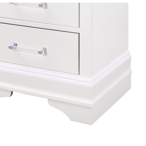 English Elm CHARLSTON Solid Wood Nightstand with LED Lighting, Transitional 2-Drawer Design, Metal Hardware Finish White 29 L x 22 W x 22 H B201P215719