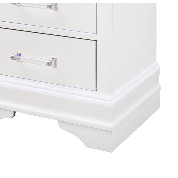 English Elm CHARLSTON Solid Wood Nightstand with LED Lighting, Transitional 2-Drawer Design, Metal Hardware Finish White 29 L x 22 W x 22 H B201P215719