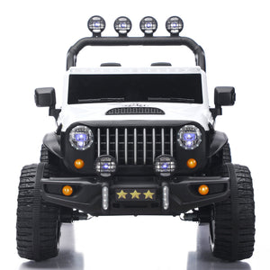 English Elm 24v Two Seat Kids Ride on Car with 4wd Motor Remote Control and Led Lights White W509P378204