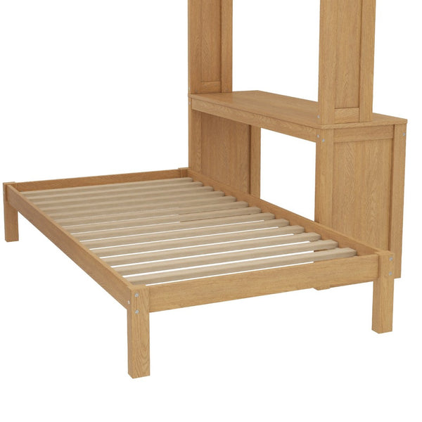 English Elm Queen Over Twin Bunk Bed With Built-In Desk, Storage, And Dismountable Lower Bed - Natural Wood W1580S00216-GIGA