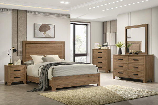 English Elm Simple Recessed Panel Full Bed Frame Rubberwood Build Walnut Transitional Bedroom B2741S00870