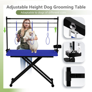 English Elm 47'' Foldable Dog Grooming Table X-lift Adjustable Height Station with Arm Noose Organizer W3587P358751