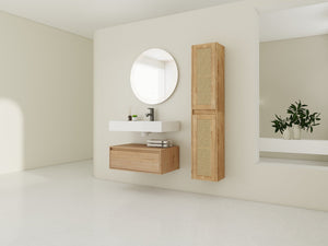 English Elm 30 Inch Wall-Mounted Bathroom Vanity With Resin Sink & Soft Close Drawers - Modern Storage Solution W999S00354