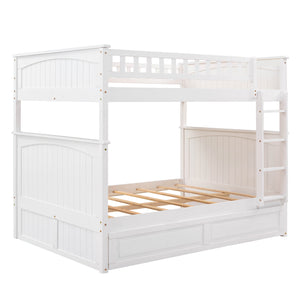 English Elm Full Over Bunk Bed with Trundle Solid Pine Wood Kids Bedroom Sleeper LT000044AAK-1