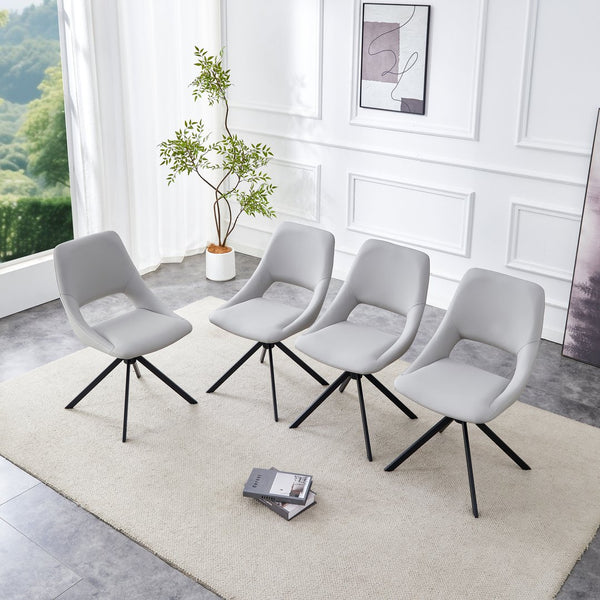 English Elm Dining Chairs Set Of 4 - Modern Swivel Seating With Scratch-Resistant Pu Leather & Gold Mesh Accents W3493P347173