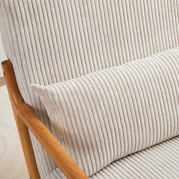 English Elm Mid-Century Upholstered Accent Chair with Pillow, Ergonomic Solid Wood Frame for Living Room W2989P241862