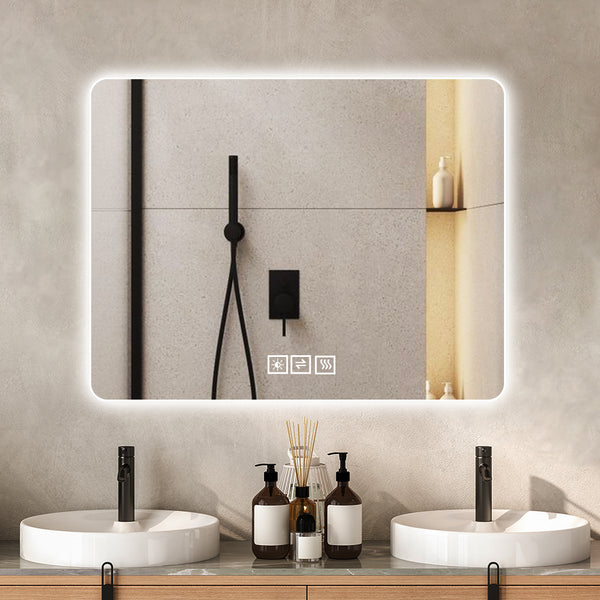 English Elm 28*36 Inch Led Backlit Bathroom Vanity Mirror Anti-fog Wall Mount Dimmable 3 Tones W2709P428061