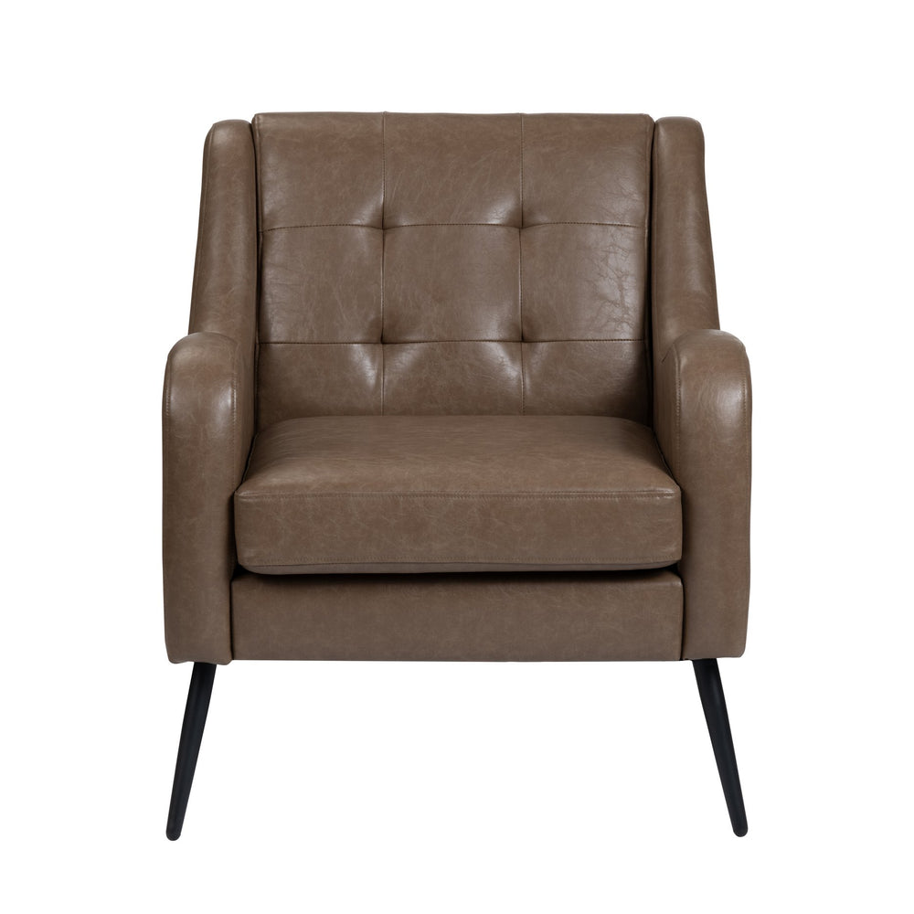 Crestview Collection Upholstered Accent Chair - Mid-century Modern Design With Plush Cushion & Durable Faux Leather Upholstery Brown Faux Leather Cvfzr6168