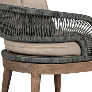 English Elm Orbit Outdoor Eucalyptus Hardwood Dining Chair with Woven Rope and Olefin Cushions B2736P464824