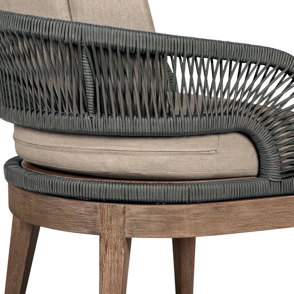 English Elm Orbit Outdoor Eucalyptus Hardwood Dining Chair with Woven Rope and Olefin Cushions B2736P464824