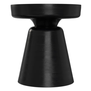 English Elm Robbie Solid Mango Wood Round Accent Table Sculptural Black Stain Bohemian Decor B136P419899