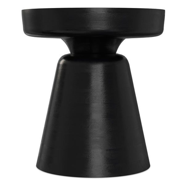 English Elm Robbie Solid Mango Wood Round Accent Table Sculptural Black Stain Bohemian Decor B136P419899