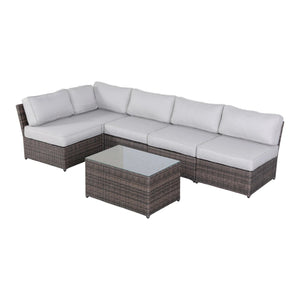 English Elm 4-Person Wicker Seating Set – Fully Assembled With Plush Cushions & Glass Coffee Table For Outdoor Bliss B120S00214
