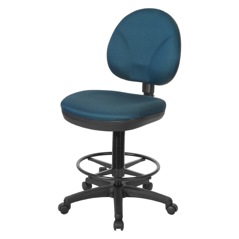 OSP Home Furnishings Sculptured Ergonomic Drafting Chair with Lumbar Support Padded Seat and Adjustable Footring DC550-296