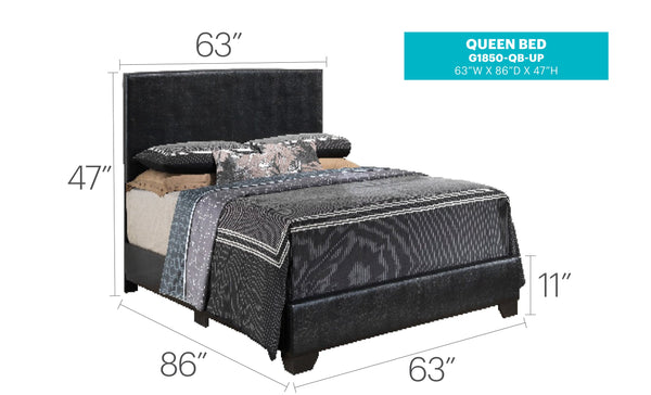 English Elm Elegant Velvet Full Bed Frame with Sturdy Support, Transitional Design, Easy Assembly, Modern Appeal Black 4 L x 33 W x 65 H B078108076