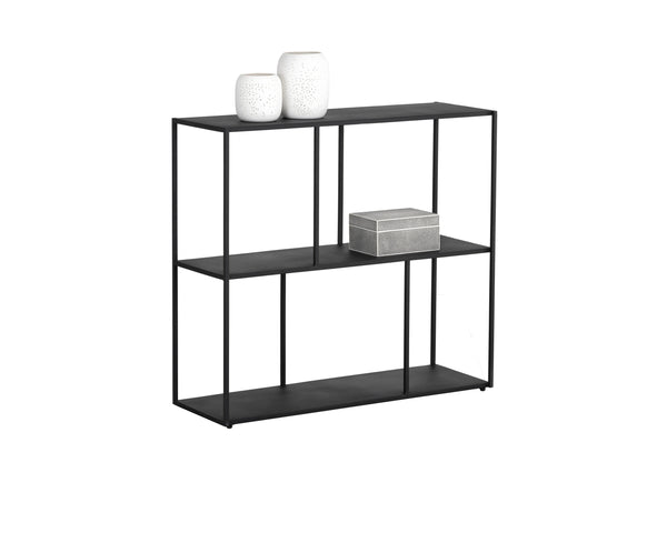 Sunpan Eiffel Low Bookcase - Stylish Iron Design with Anti-Tipping Kit for Modern Living and Office Spaces Medium - 34.75W x 12D x 31H