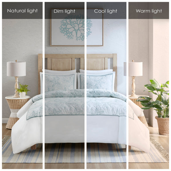 English Elm Duvet Harbor House Maya Bay Embroidered Seashell & Sand Dollar 200TC Cotton Full/Queen Set Multicolor 11.81 L x 9.84 W x 4.33 H B03595770