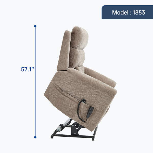 English Elm Dual Motor Power Lift Recliner with Massage Heat and Leatherair Upholstery W3224S00017
