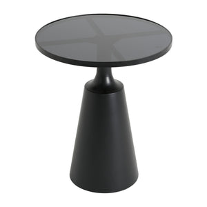 English Elm Modern Round Accent Table Marble Laminate Top Matte Black Iron Base Living Room N770P412286B