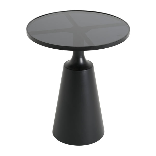 English Elm Modern Round Accent Table Marble Laminate Top Matte Black Iron Base Living Room N770P412286B