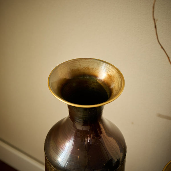 English Elm Floor Metal Vase Set - Modern Droplet-Shaped Decor With Gold Accents | 3-Piece Stylish Home Art W2796P290476