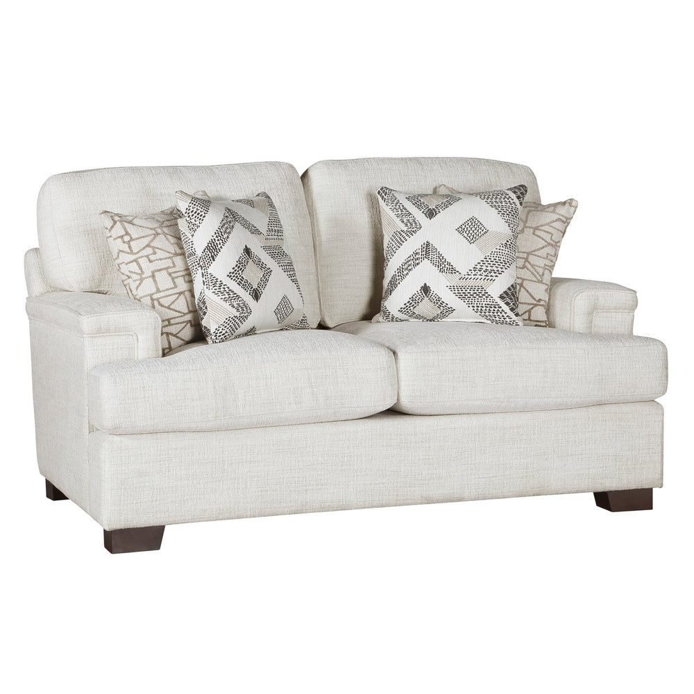 English Elm Modern Orson Cream Chenille Loveseat with Espresso Wood Legs, 4 Accent Pillows, 66" Spacious Comfort B011P256683