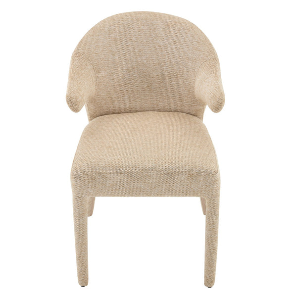 English Elm Modern Chenille Linen Accent Chair Sculptural Hollow Back Swivel Seat for Dining Vanity Khaki W3493P456190