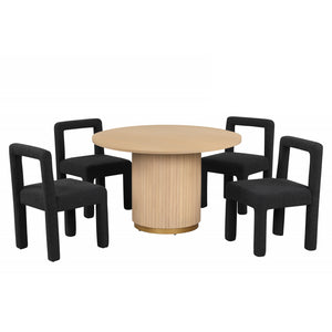 English Elm Modern Boucle Dining Chairs Set of 2 with Square Open Back, Foam-Padded Seats, Stylish Mid-Century Appeal Black 33 L x 28 W x 21 H B011P352526