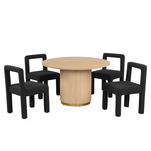 English Elm Modern Boucle Dining Chairs Set of 2 with Square Open Back, Foam-Padded Seats, Stylish Mid-Century Appeal Black 33 L x 28 W x 21 H B011P352526