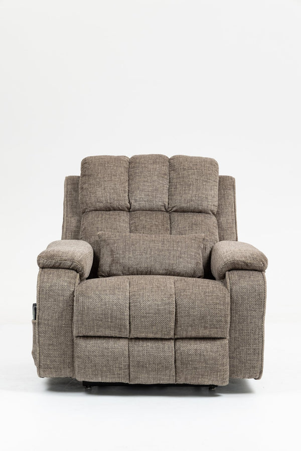 English Elm Oversized Power Lift Recliner Chair with Massage Heating and Usb Charging for Living Room Taupe W547S00072