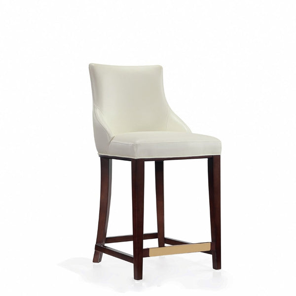 English Elm Shubert Wood Upholstered Counter Stool In Ivory - Elegant Design, Gold Footplate, No Assembly Needed! B365P397943-GIGA