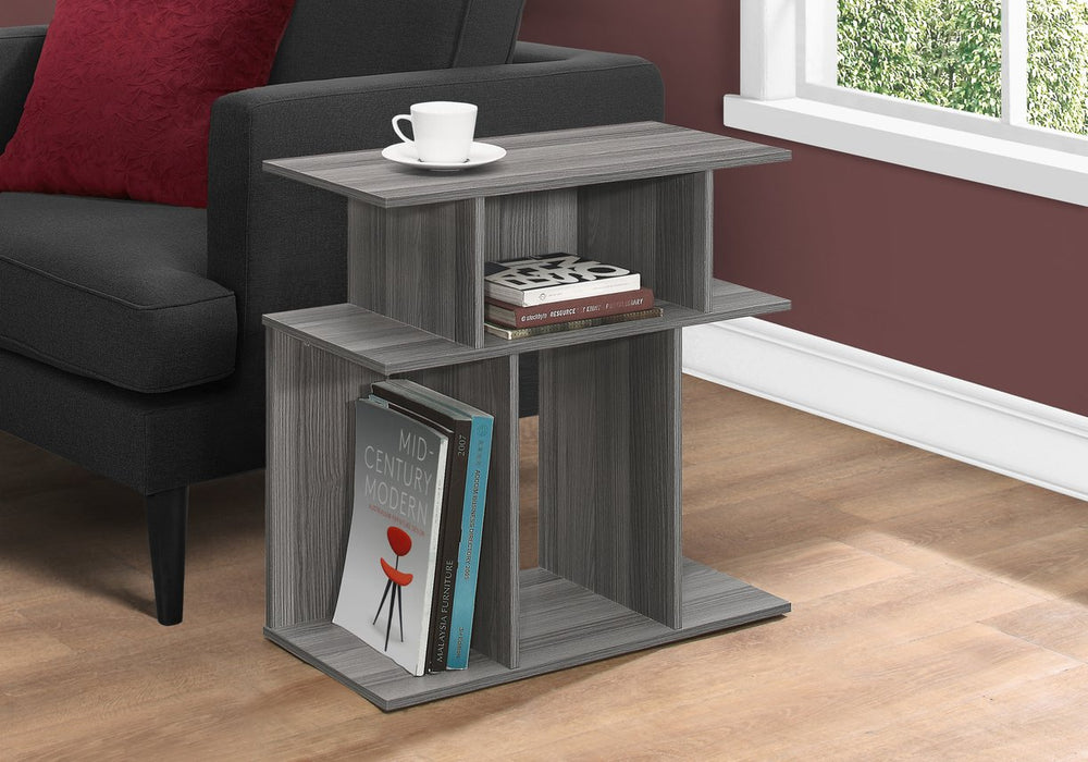 English Elm Accent Table Two Tier Narrow Black Laminate Metal Legs Modern Living Room Bedside B2710P219057
