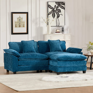English Elm Wider Armrest Loveseat - Modern Modular Couch In Blue Chenille, Comfy Double-Layer Cushion, Ergonomic Design W1143S00037-GIGA