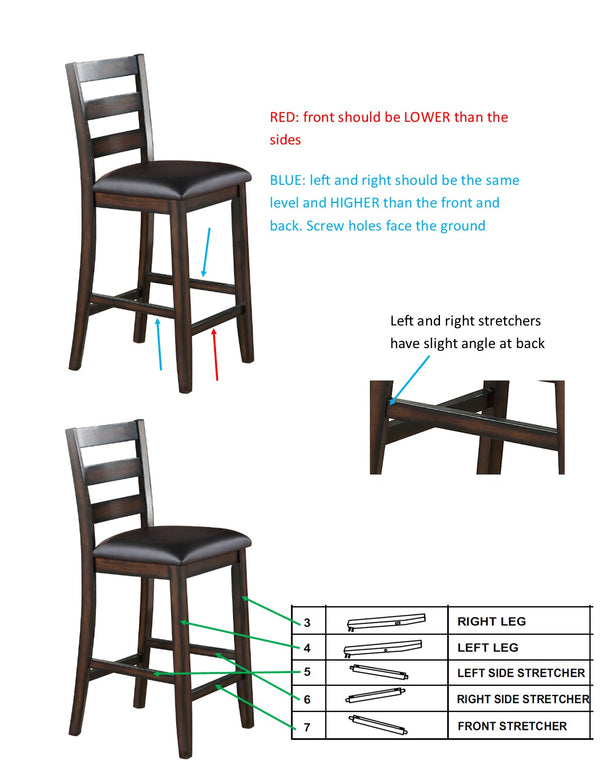 English Elm Rustic Counter Height 5-Pc Dining Set Square Wood Top Table with Display Shelf & Faux Leather Chairs B011P185607