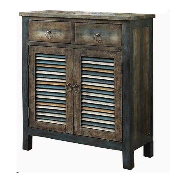 English Elm Antique Vintage-Inspired Teal Console Table with Two Drawers and Spacious Cabinet, Durable Wood Legs Oak B062P189094