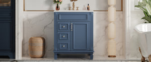 English Elm 24" French Inspired Bathroom Vanity with Ceramic Basin Soft Close Cabinet and 2 Drawers Blue N710P318990C