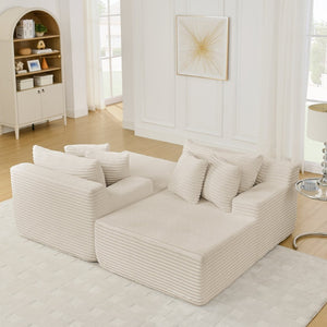 English Elm Two-Seater Lazy Lounge Chair - Plush Velvet Sofa For Cozy Living Rooms, No Assembly Needed - Beige W487S00380-GIGA
