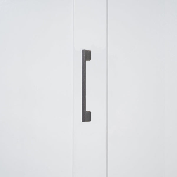 English Elm Queen Murphy Bed with Wardrobe Cabinet Hydraulic Lift Mdf Space Saving Wall Unit White LP000581AAK