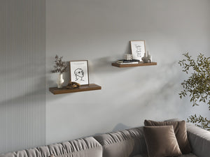 English Elm Floating Shelves - Modern Walnut Design, Set Of 2, Perfect For Home Décor & Organized Spaces B097P369456-GIGA