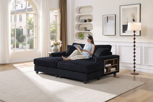 English Elm Convertible Corduroy Sleeper Sofa Chair - Oversized Modern Lounge, Plush Comfort For Guests & Home W1793S00034