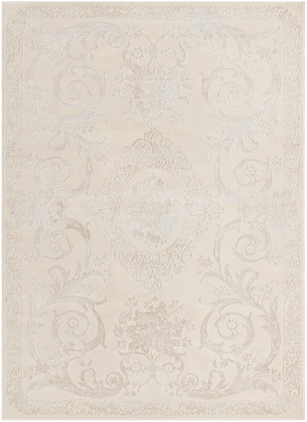 Unique Loom Finsbury Diana Machine Made Botanical Rug Ivory, Beige 7' 0" x 10' 0"