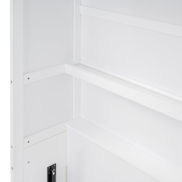 English Elm Full Size Murphy Wall Bed with Integrated Shelving for Studio or Guest Room Use LP000692AAK-2