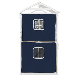 English Elm Twin Treehouse Bunk Bed Solid Pine Playhouse Frame with Cozy Canvas Tent Hideaway LT000379AAC-1